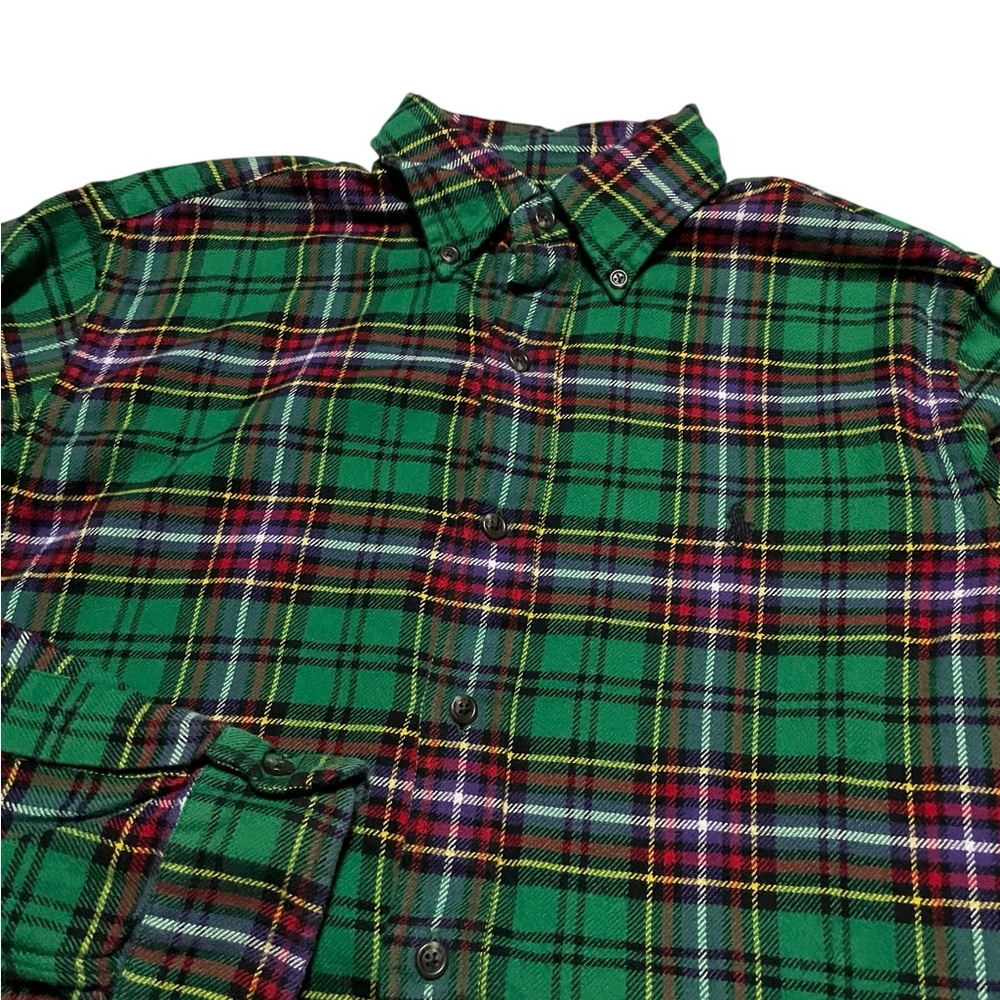 Vintage Polo Ralph Lauren Shirt Small Green Soft Flannel Long Sleeve Button Up S